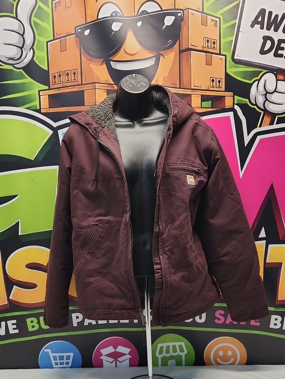 Carhartt Iconic Washed Duck Sierra Jacket Hooded Blackberry (S) 4-6 NWOT